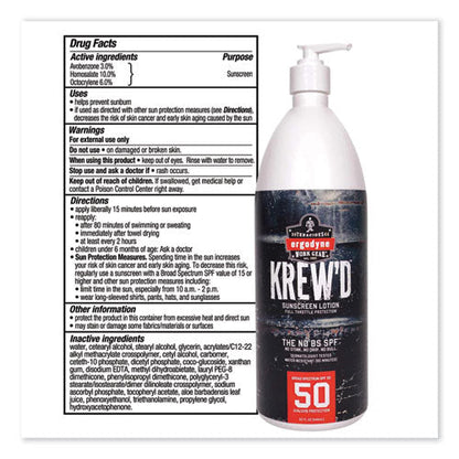 Krewd 6355 Spf 50 Sunscreen Lotion, 32 Oz Pump Bottle, Ships In 1-3 Business Days