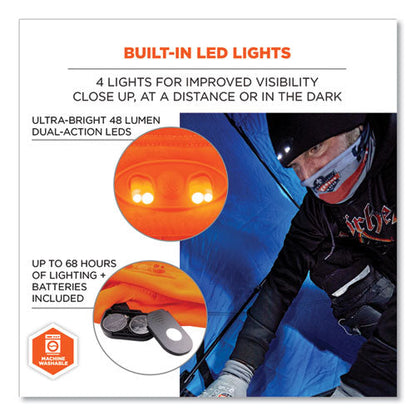 N-ferno 6804 Skull Cap Winter Hat With Led Lights, One Size Fits Most, Orange, Ships In 1-3 Business Days