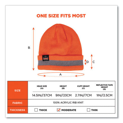N-ferno 6803 Reflective Rib Knit Winter Hat, One Size Fits Most, Orange, Ships In 1-3 Business Days