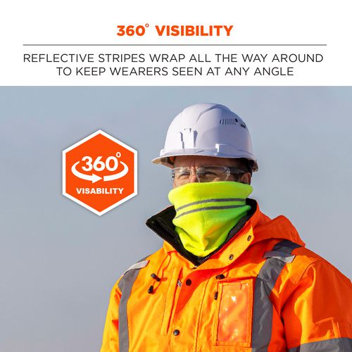 N-ferno 6961 Reflective Winter Neck Gaiter, One Size Fits Most, Lime, Ships In 1-3 Business Days