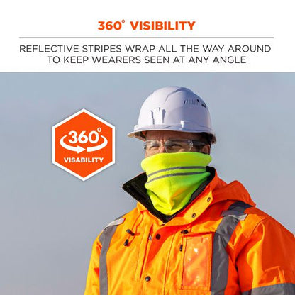 N-ferno 6961 Reflective Winter Neck Gaiter, One Size Fits Most, Lime, Ships In 1-3 Business Days
