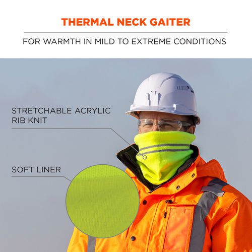 N-ferno 6961 Reflective Winter Neck Gaiter, One Size Fits Most, Lime, Ships In 1-3 Business Days