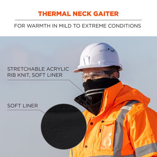 N-ferno 6961 Reflective Winter Neck Gaiter, One Size Fits Most, Black, Ships In 1-3 Business Days