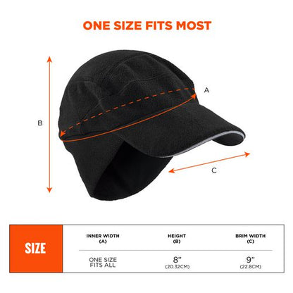 N-ferno 6807 Winter Baseball Cap With Ear Flaps, One Size Fits Most, Black, Ships In 1-3 Business Days