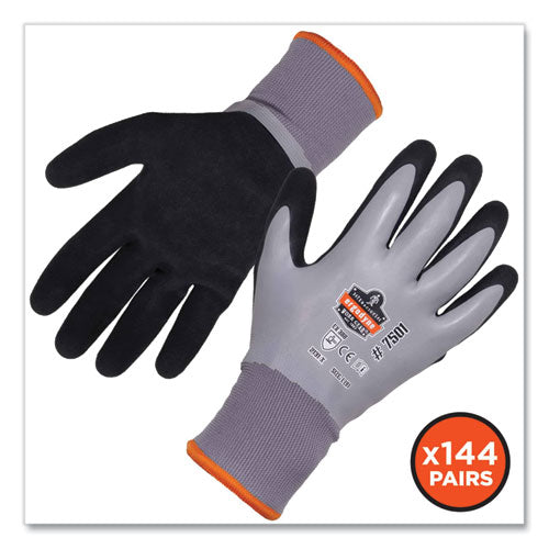 Proflex 7501-case Coated Waterproof Winter Gloves, Gray, Small, 144 Pairs/carton, Ships In 1-3 Business Days