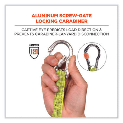 Squids 3100 Lanyard W/aluminum Carabiner + Cinch-loop, 10 Lb Max Work Capacity, 35" To 45", Lime, Ships In 1-3 Business Days