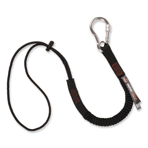 Squids 3105 Tool Lanyard W/aluminum Carabiner+cinch-loop, 15lb Max Work Cap,32" To 48",black,10/pk,ships In 1-3 Business Days