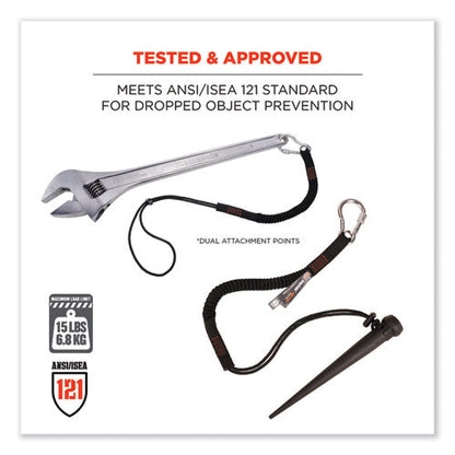 Squids 3105 Tool Lanyard W/aluminum Carabiner+cinch-loop, 15lb Max Work Cap, 32" To 48", Bk,100/pk,ships In 1-3 Business Days