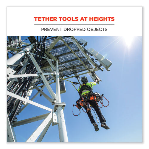 Squids 3105 Tool Lanyard W/aluminum Carabiner+cinch-loop, 15lb Max Work Cap, 32" To 48", Bk,100/pk,ships In 1-3 Business Days