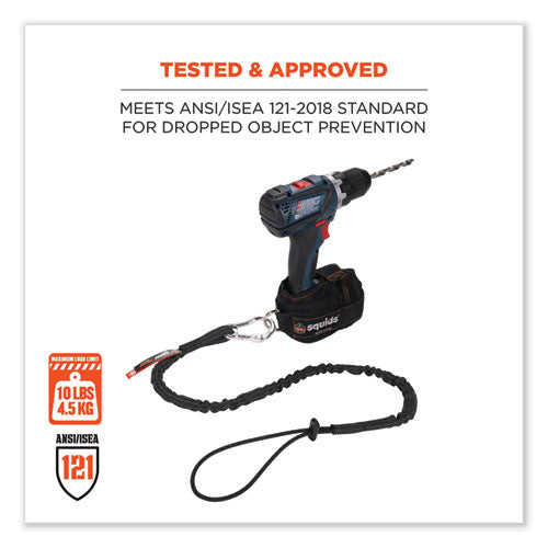 Squids 3100 Lanyard W/aluminum Carabiner + Cinch-loop, 10 Lb Max Work Capacity, 42" To 54", Black, Ships In 1-3 Business Days