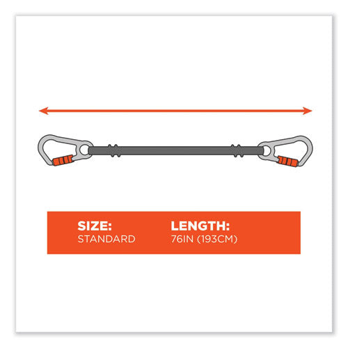 Squids 3149 Tool Lanyard With Xl + Swivel Carabiners, 80 Lb Max Work Capacity, 76", Orange/black, Ships In 1-3 Business Days