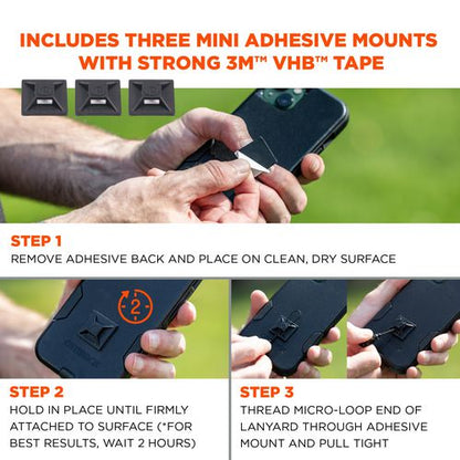 Squids 3151 Coil Lanyard Swivel Hook/detachable Loop, Mini Adhesive Mount, 2 Lb Max, 12", Black/orange, Ships In 1-3 Bus Days