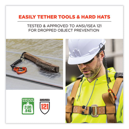 Squids 3156 Coiled Tool Lanyard With Carabiner, 2 Lb Max Work Capacity, 12" To 48", Black/orange, Ships In 1-3 Business Days