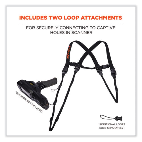 Squids 3132 Barcode Scanner Lanyard Harness, Large: 20" Arm Strap, 43" Long Lanyard Strap, Black, Ships In 1-3 Business Days