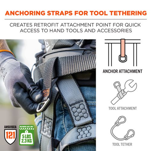 Squids 3171 Anchor Strap Belt Loop Attachment For Tool Tethering, 5 Lb Max, 5" Long, Black, 2/pack, Ships In 1-3 Bus Days