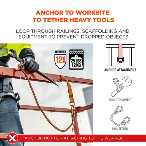 Squids 3174 Anchor Choke Strap For Tool Tethering, 25 Lb Max Safe Working Capacity, 15" Long, Orange, Ships In 1-3 Bus Days