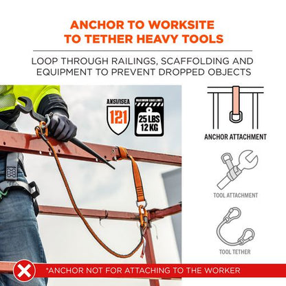 Squids 3174 Anchor Choke Strap For Tool Tethering, 25 Lb Max Safe Working Capacity, 15" Long, Orange, Ships In 1-3 Bus Days