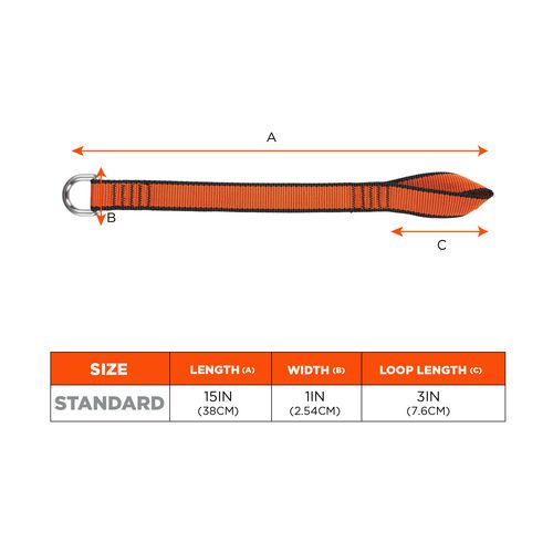 Squids 3174 Anchor Choke Strap For Tool Tethering, 25 Lb Max Safe Working Capacity, 15" Long, Orange, Ships In 1-3 Bus Days