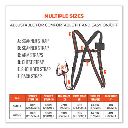 Squids 3138 Padded Barcode Scanner Lanyard Harness, 33" Arm Straps,18.5" Lanyard,black/orange/gray,ships In 1-3 Business Days