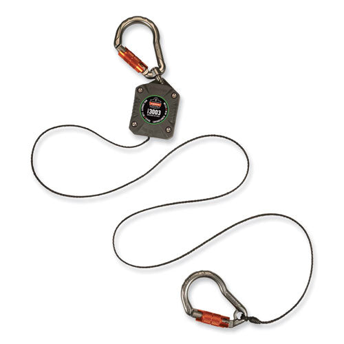 Squids 3003 Retractable Lanyard With Two Carabiners, 2 Lb Max Working Capacity, 8" To 48", Gray, Ships In 1-3 Business Days