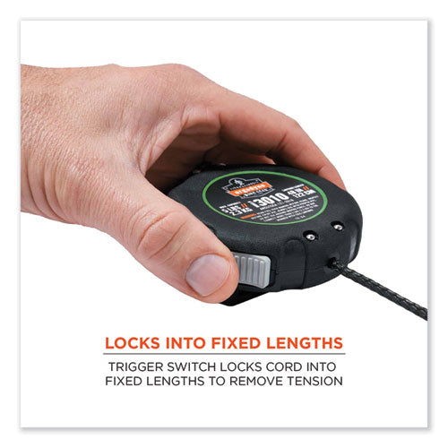 Squids 3010 Retractable Lanyard W/locking Carabiner+belt Clip, 5 Lb Max Work Capacity, 48", Black, Ships In 1-3 Business Days