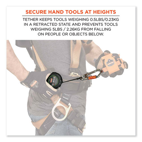 Squids 3010 Retractable Lanyard W/locking Carabiner+belt Clip, 5 Lb Max Work Capacity, 48", Black, Ships In 1-3 Business Days