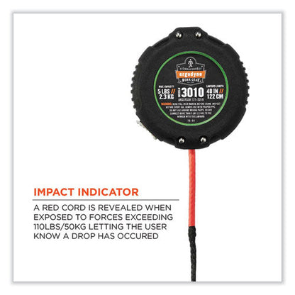 Squids 3010 Retractable Lanyard W/locking Carabiner+belt Clip, 5 Lb Max Work Capacity, 48", Black, Ships In 1-3 Business Days