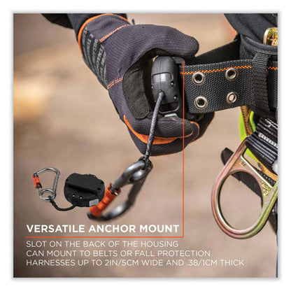 Squids 3010 Retractable Lanyard W/locking Carabiner+belt Clip, 5 Lb Max Work Capacity, 48", Black, Ships In 1-3 Business Days