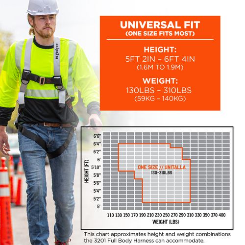 3201 Harness Plus 4 Ft Travel Restraint Lanyard 3197/3198, Ships In 1-3 Business Days