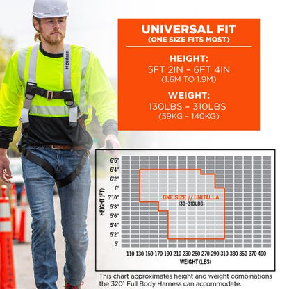 3201 Harness Plus 4 Ft Travel Restraint Lanyard 3197/3198, Ships In 1-3 Business Days