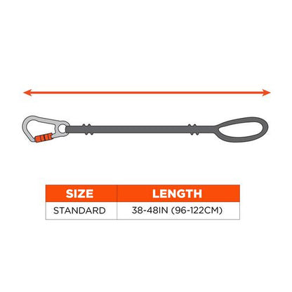 Squids 3104f(x) Tool Lanyard With Carabiner/choke Loop, 10 Lb Max Cap, 38" To 48" Long, Gray/orange, Ships In 1-3 Bus Days