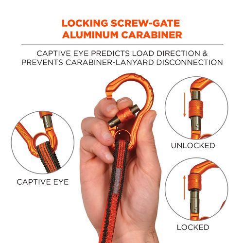 Squids 3104f(x) Tool Lanyard With Carabiner/choke Loop, 10 Lb Max Cap, 38" To 48" Long, Gray/orange, Ships In 1-3 Bus Days
