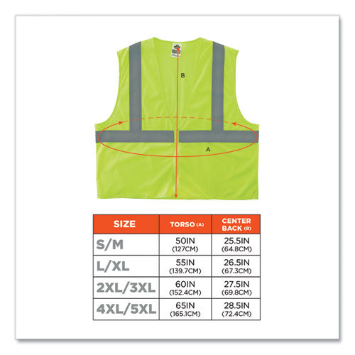 Glowear 8205z Class 2 Super Economy Mesh Vest, Polyester, Lime, Large/x-large, Ships In 1-3 Business Days