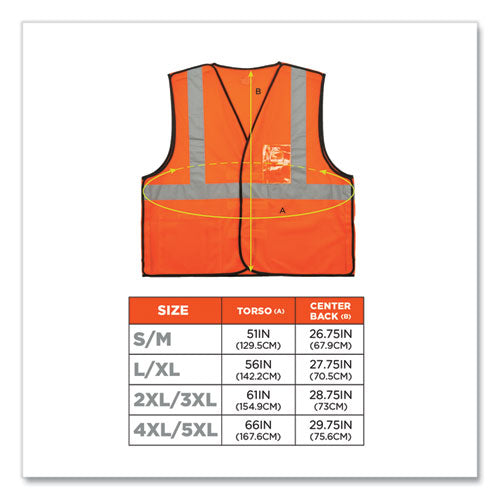 Glowear 8216ba Class 2 Breakaway Mesh Id Holder Vest, Polyester, 4x-large/5x-large, Orange, Ships In 1-3 Business Days