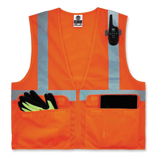 Glowear 8220z Class 2 Standard Mesh Zipper Vest, Polyester, Small/medium, Orange, Ships In 1-3 Business Days