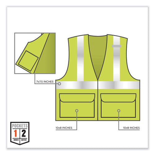Glowear 8220z Class 2 Standard Mesh Zipper Vest, Polyester, 4x-large/5x-large, Lime, Ships In 1-3 Business Days