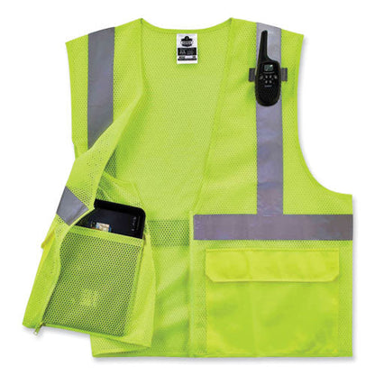 Glowear 8220z Class 2 Standard Mesh Zipper Vest, Polyester, 4x-large/5x-large, Lime, Ships In 1-3 Business Days