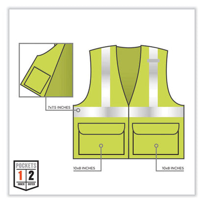 Glowear 8220hl Class 2 Standard Mesh Hook And Loop Vest, Polyester, Large/x-large, Lime, Ships In 1-3 Business Days