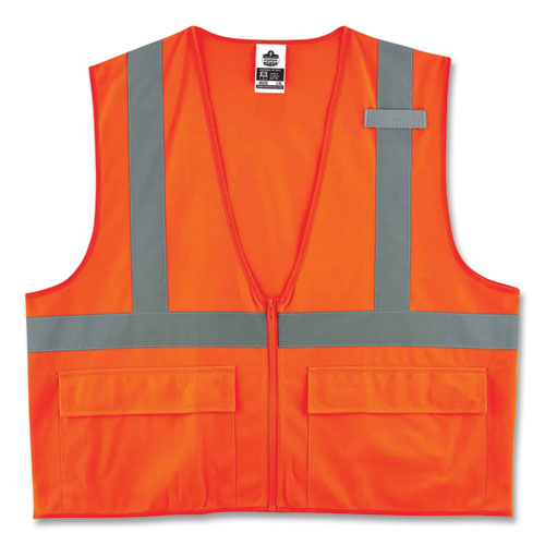 Glowear 8225z Class 2 Standard Solid Vest, Polyester, Orange, 2x-large/3x-large, Ships In 1-3 Business Days