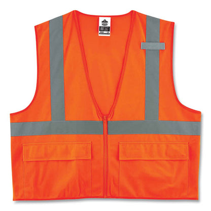 Glowear 8225z Class 2 Standard Solid Vest, Polyester, Orange, 4x-large/5x-large, Ships In 1-3 Business Days