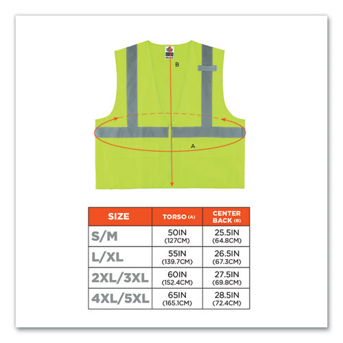 Glowear 8225z Class 2 Standard Solid Vest, Polyester, Lime, Large/x-large, Ships In 1-3 Business Days