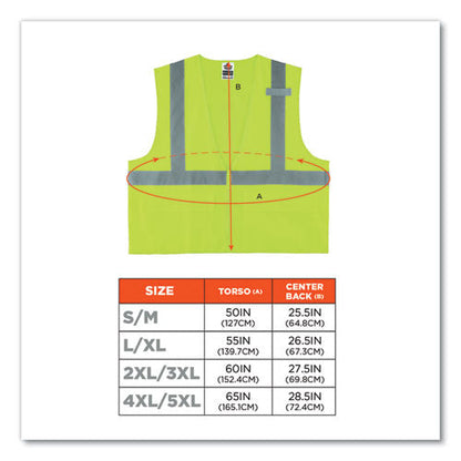 Glowear 8225z Class 2 Standard Solid Vest, Polyester, Lime, 2x-large/3x-large, Ships In 1-3 Business Days