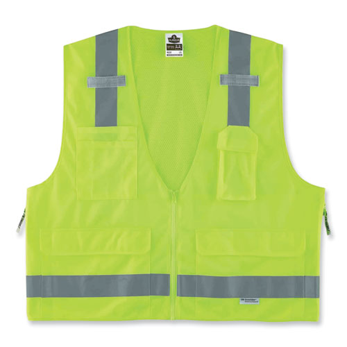 Glowear 8250z Class 2 Surveyors Zipper Vest, Polyester, Large/x-large, Lime, Ships In 1-3 Business Days