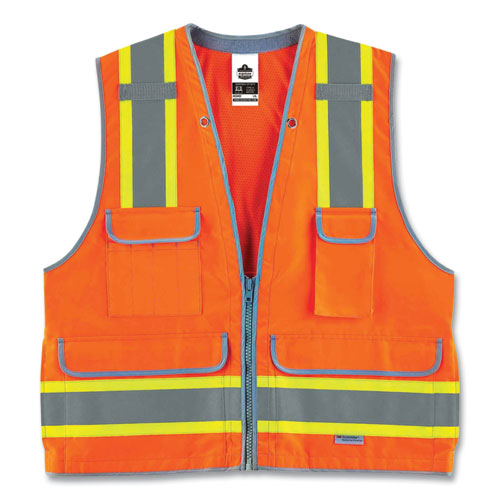 Glowear 8254hdz Class 2 Heavy-duty Surveyors Zipper Vest, Polyester, 2x-large/3x-large, Orange, Ships In 1-3 Business Days