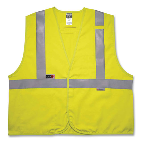 Glowear 8261frhl Class 2 Dual Compliant Fr Hook And Loop Safety Vest, 4x-large/5x-large, Lime, Ships In 1-3 Business Days