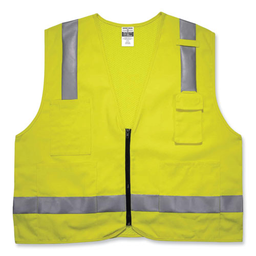 Glowear 8262frz Class 2 Fr Surveyor Zip Vest, Tencel/modacrylic/para-aramid/kevlar, 4xl/5xl, Lime, Ships In 1-3 Business Days