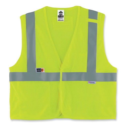 Glowear 8260frhl Class 2 Fr Safety Hook And Loop Vest, Modacrylic/kevlar, 2x-large/3x-large, Lime, Ships In 1-3 Business Days