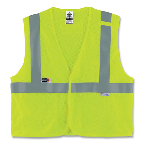 Glowear 8260frhl Class 2 Fr Safety Hook And Loop Vest, Modacrylic/kevlar, 4x-large/5x-large, Lime, Ships In 1-3 Business Days