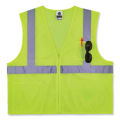 Glowear 8256z Class 2 Self-extinguishing Zipper Vest, Polyester, Small/medium, Lime, Ships In 1-3 Business Days
