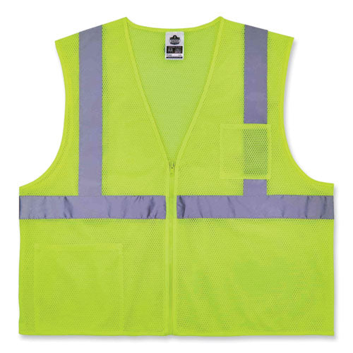 Glowear 8256z Class 2 Self-extinguishing Zipper Vest, Polyester, Large/x-large, Lime, Ships In 1-3 Business Days